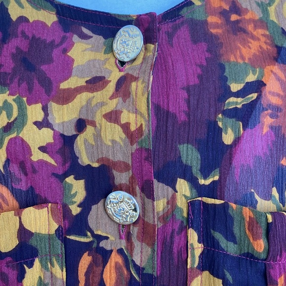 Vintage 80s 90s Leslie Fay Petite Collections Fall Print Dress - Picture 3 of 8